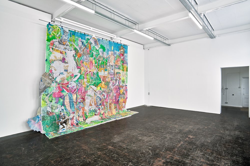 Colourful tapestry of bizarre figures, contemporary art medieval themes.jpg