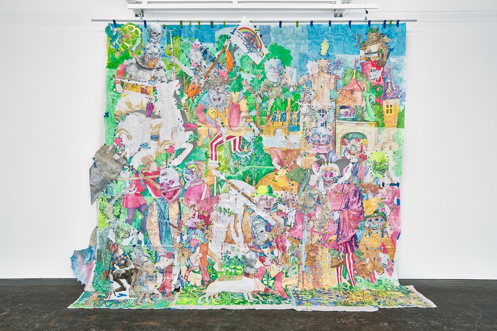 Colourful tapestry of bizarre figures, contemporary art medieval themes.jpg